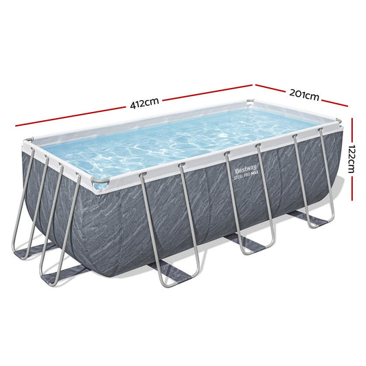 Bestway Swimming Pool 412x201x122cm Steel Frame Pool Set w/Pump Ladder
