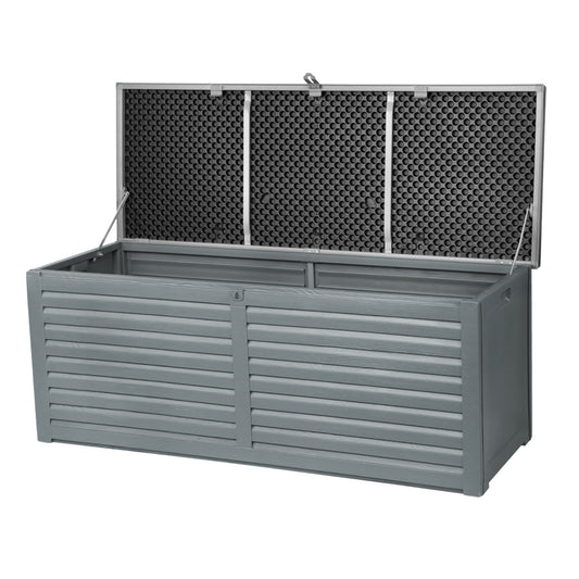 Gardeon Outdoor Storage Box 390L Container Lockable Garden Bench Tools Toy Shed Black