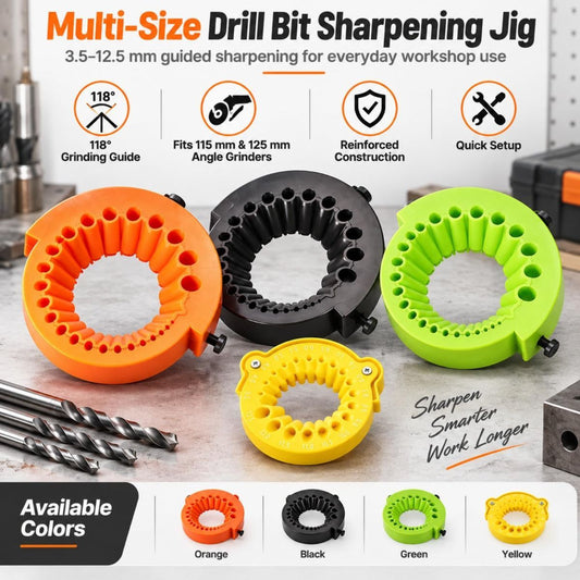 New Drill Bit Sharpening Jig,3.5-12.5mm Drill Bit Sharpener,Yellow Bench Grinder Drill Bit Sharpener Tool For Metalworking, Woodworking,Auto Repair & Workshops