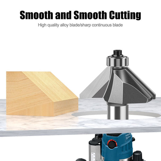12mm*1-3/4 45-Degree Chamfer Router Bit for Woodworking Edge Shaping for Furniture and Cabinet Projects(Gray)