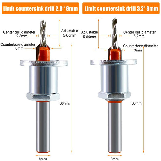 2 pcs Wood Drill Bits, Hss Drill Bit Set, 8Mm Steel Countersink Drill Bits, Countersink Drill Bit Set For Woodworking,
