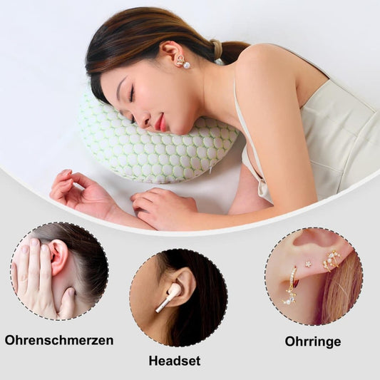 Ergonomic Ear Pillow for Side Sleeping, Relieves Ear Pressure with Perforated Design, Gold