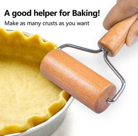 Wooden Rolling Pin Non-stick Dough Roller Pastry Baking Tool for Kitchen, 9.5cm