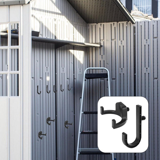 Storage Hooks for Sheds - Handy J/V-Shaped Tool Hooks - Compatible with various sheds - Storage accessories for a tidy shed