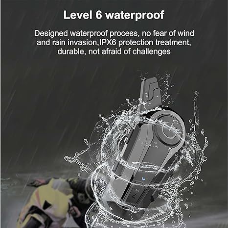 Motorcycle Bluetooth Headset Helmet Intercom with Noise Cancellation Stereo Music IPX6 Waterproof for Half Open Face Helmet