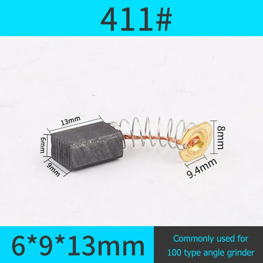 4Pcs Motor Carbon Brush Set Replacement Parts Angle Grinder Carbon Brush Cutting Polishing Machine Power (411#(6 * 9 * 13mm))