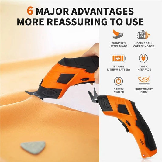 Super Scissors, Cardboard Cutter,Electric Box Cutter,Ultimate Cutting Tool for Home& Craft,Cordless Electric Scissors 2 Blades Included,Cutting Fabric, Cardboard & Plastic(Orange Color,22cm long)