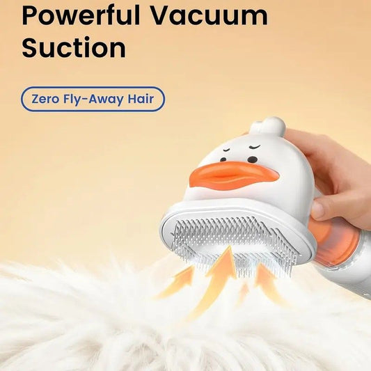 Vacuum Dog Cat Brush De-shedding Tool, 4-in-1 Self-Cleaning Slicker Brush and Undercoat Rake, De-shedding Grooming Tool, Anti-Static, Massage, Brushing Multi-Functional All-in-One (White)