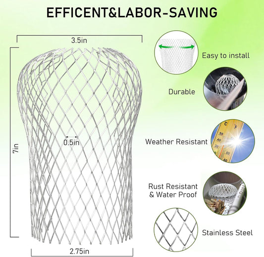 CONLI 8 Pack Gutter Guard, 3.5 Inch Expandable Aluminum Downspout Filter, Leaf Guards for Gutters, Gutter Downpipe Guard for Preventing Blockage from Leaves, Debris