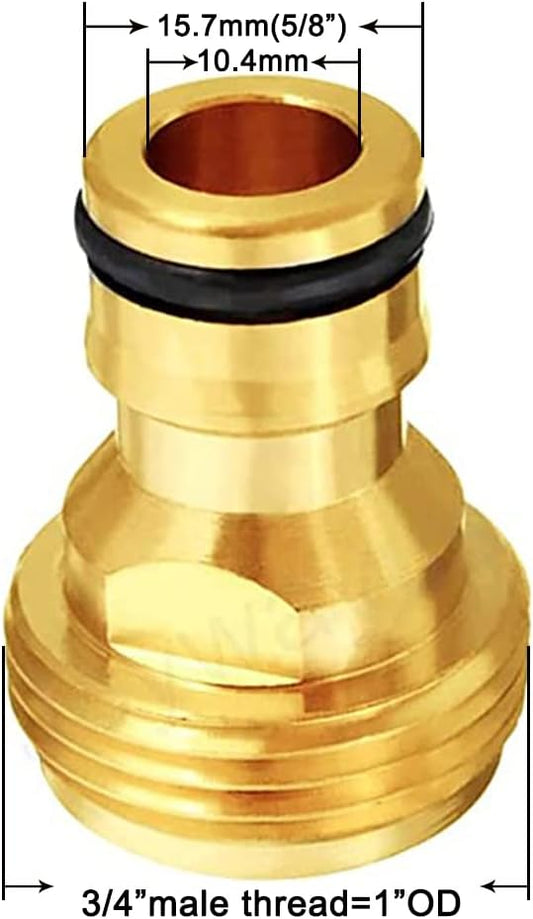 3/4” GHT Male Garden Hose Quick Connect Adapter Brass Connect Fitting(Pack of 4)