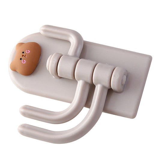 Self Adhesive Hanger Punch Free Rotating 3 Hooks Cute Animal Wall Door Holder for Keys Bear