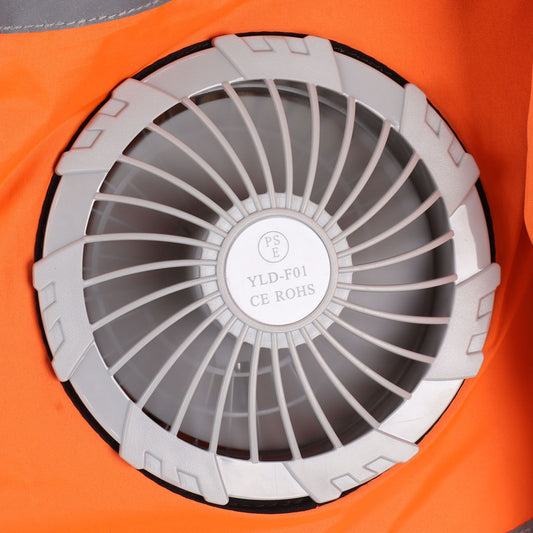 Cordless Fan Jacket Reflective Summer Cooling Fan Clothes Refrigeration Sun Protection Work Clothes Long Sleeve White Fan XL Fluorescent Orange