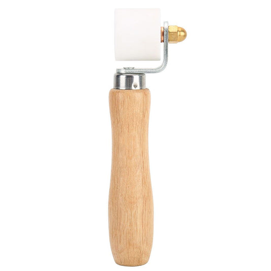 28mm 1.1in PTFE Hand Pressure Roller 2‑Way Bearing Wooden Handle Heat‑Resistant Welding Tool