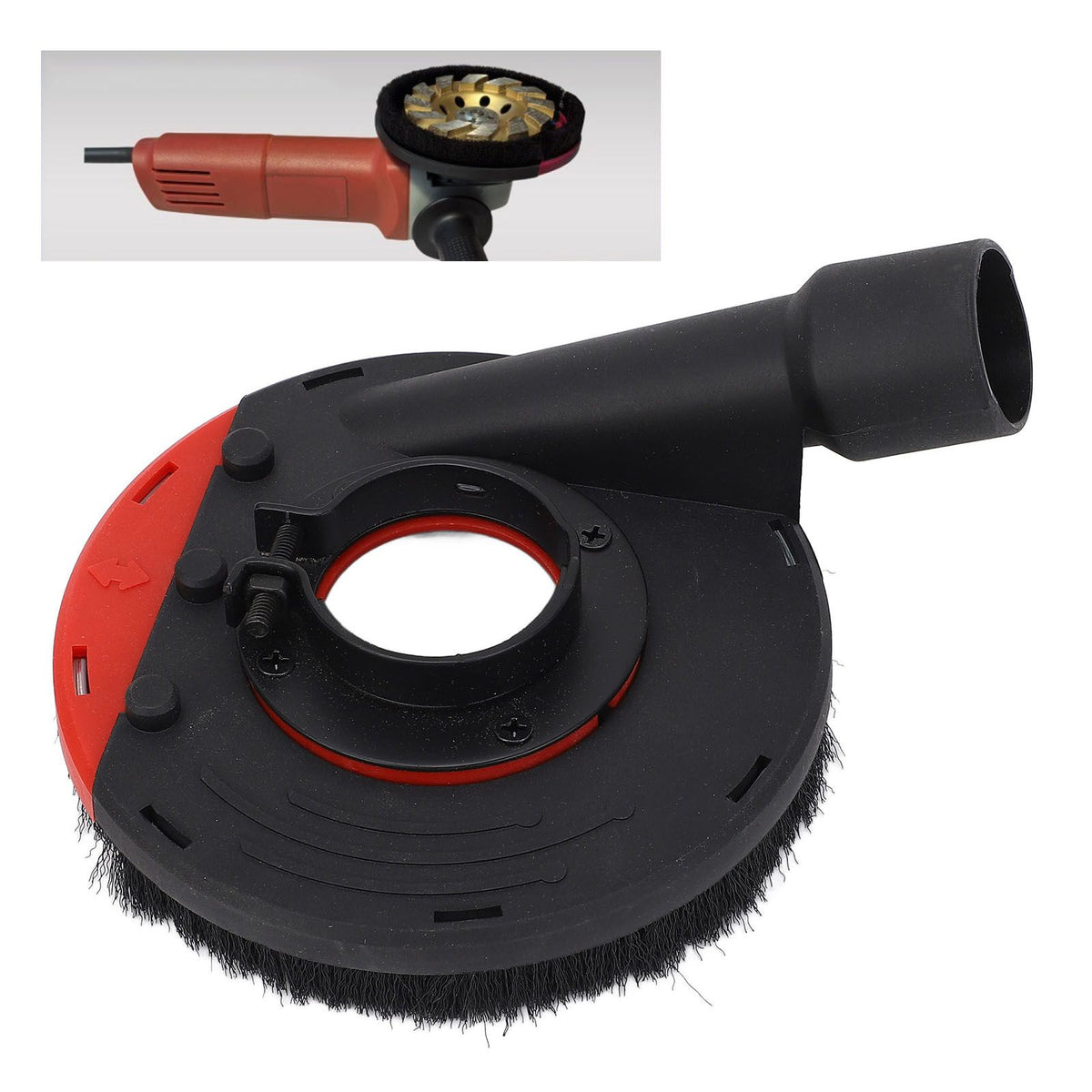 4 Inch Angle Grinder Grinding Dust Shroud Efficient Filtration Grinding Dust Cover for 100 115 Small Angle Grinder B-100H Red Black