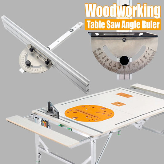 Stainless Steel & Aluminum Woodworking Angle Gauge with Laser-Etched Dial, Miter Guide Rail and Adjustable Fence for Table Saw, Precision Straight and Bevel Cutting on Workshop Benches (Angle Ruler + Miter Bar Slider + 415mm Backing Plate + Limiting Stopp