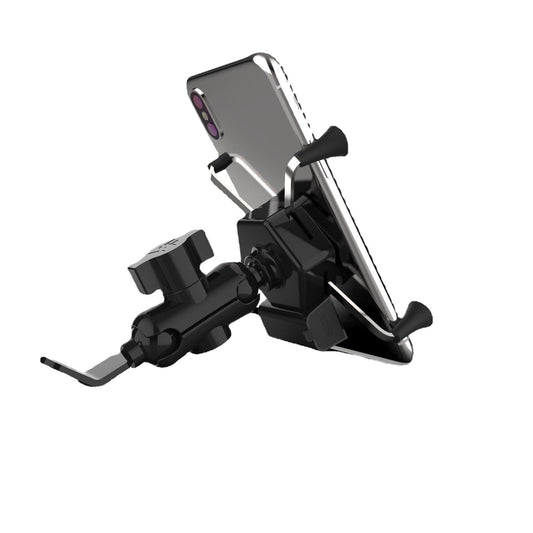 Shelf Motorcycle Scooter X-Type Mobile Phone Holder Bracket Source Navigation with Waterproof Switch (black)