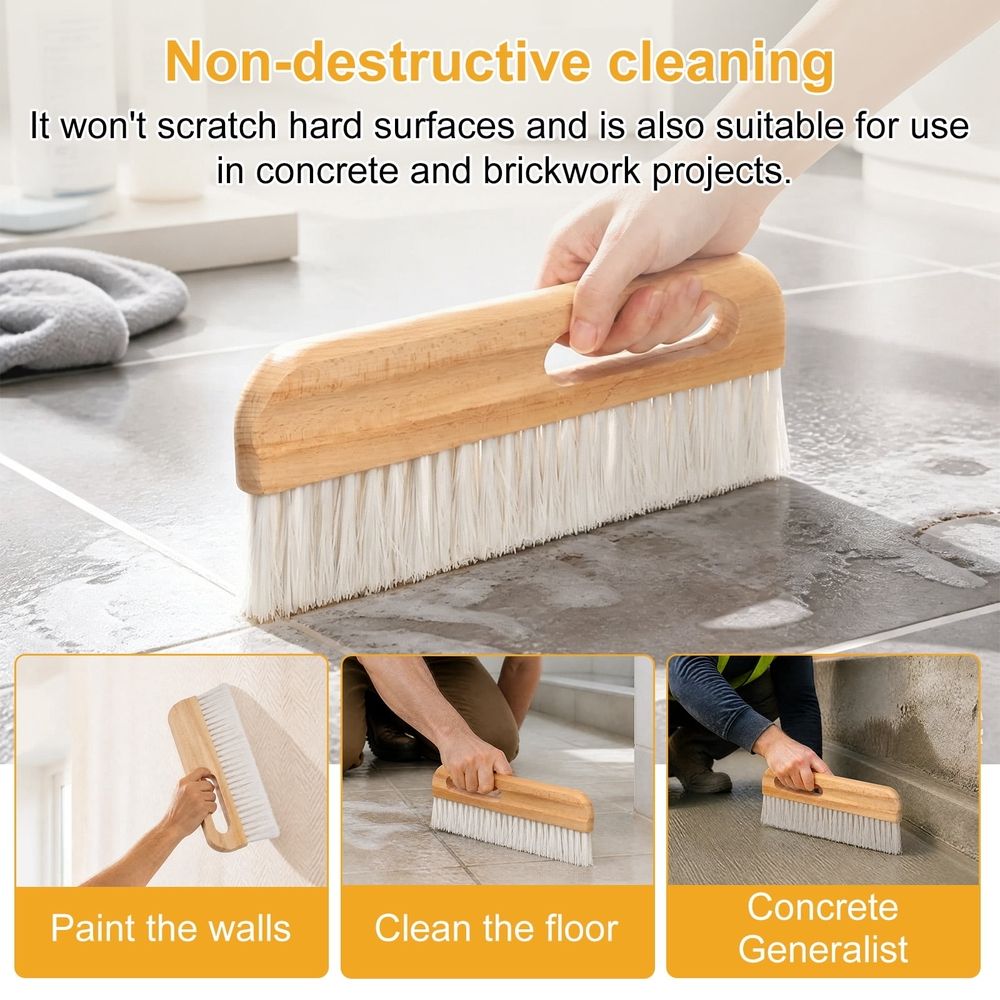 Concrete Brush – Water-Resistant, Acid- & Alkali-Resistant, Scratch-Free, Ideal for Tile Grout, Masonry & Paste Application