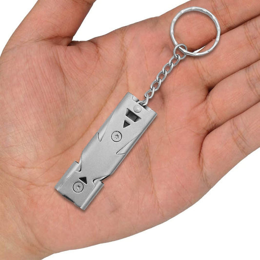 2 Pcs Emergency Whistle, Outdoor Double Tube Survival Whistle, Stainless Steel Safety Whistle for Outdoor, Sports, Survival