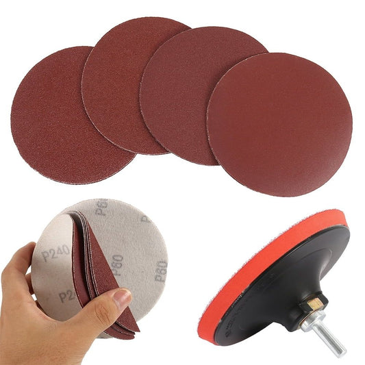 12Pcs 5" Sanding Discs,Sanding Pads Kit for Drill Grinder Rotary Tools with Sanding Pad and Shaft