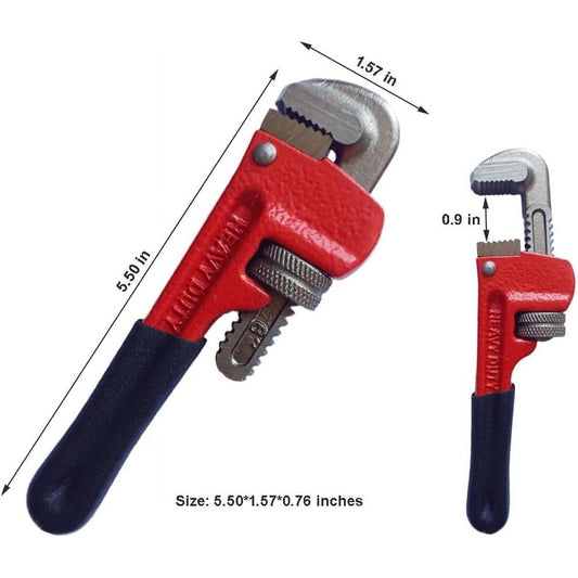 2 Pcs Small Pipe Wrench,6 Inch Straight Adjustable Mini Pipe Wrench Heavy Duty for Tight Spaces