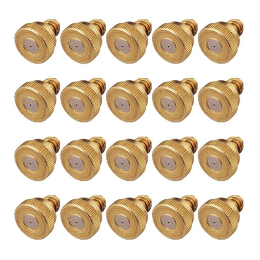 Pack of 20 Brass Misting Nozzles Heavy Duty 0.5mm Orifice With O Rings for Outdoor Cooling Systems Dust Control Gardens