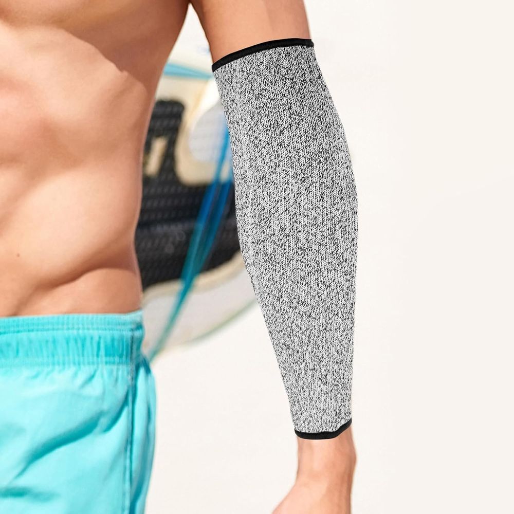 Cut Resistant Forearm Sleeves 1 Pair Gray Arm Protective Cover Anti-Cut Security Sleeve for Men Women Industrial Safety