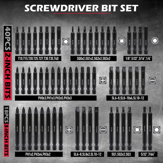 SEDY 232-Piece Ultimate Screwdriver Bit Set, Cr-V Impact Driver Bit Set Includes Security Bits