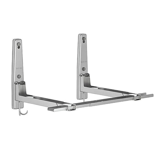 Stainless Steel Microwave Oven Wall Mount Bracket – Adjustable Shelf with Removable Hooks