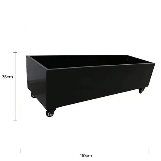 Black Metal Planter Medium + Wheels