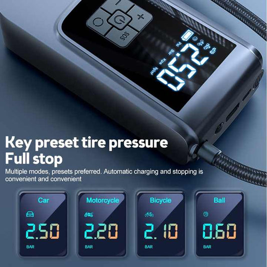 Portable Digital Tire Inflator Pump with LCD Display, Cigarette Lighter Charging, and 150 PSI Max Pressure