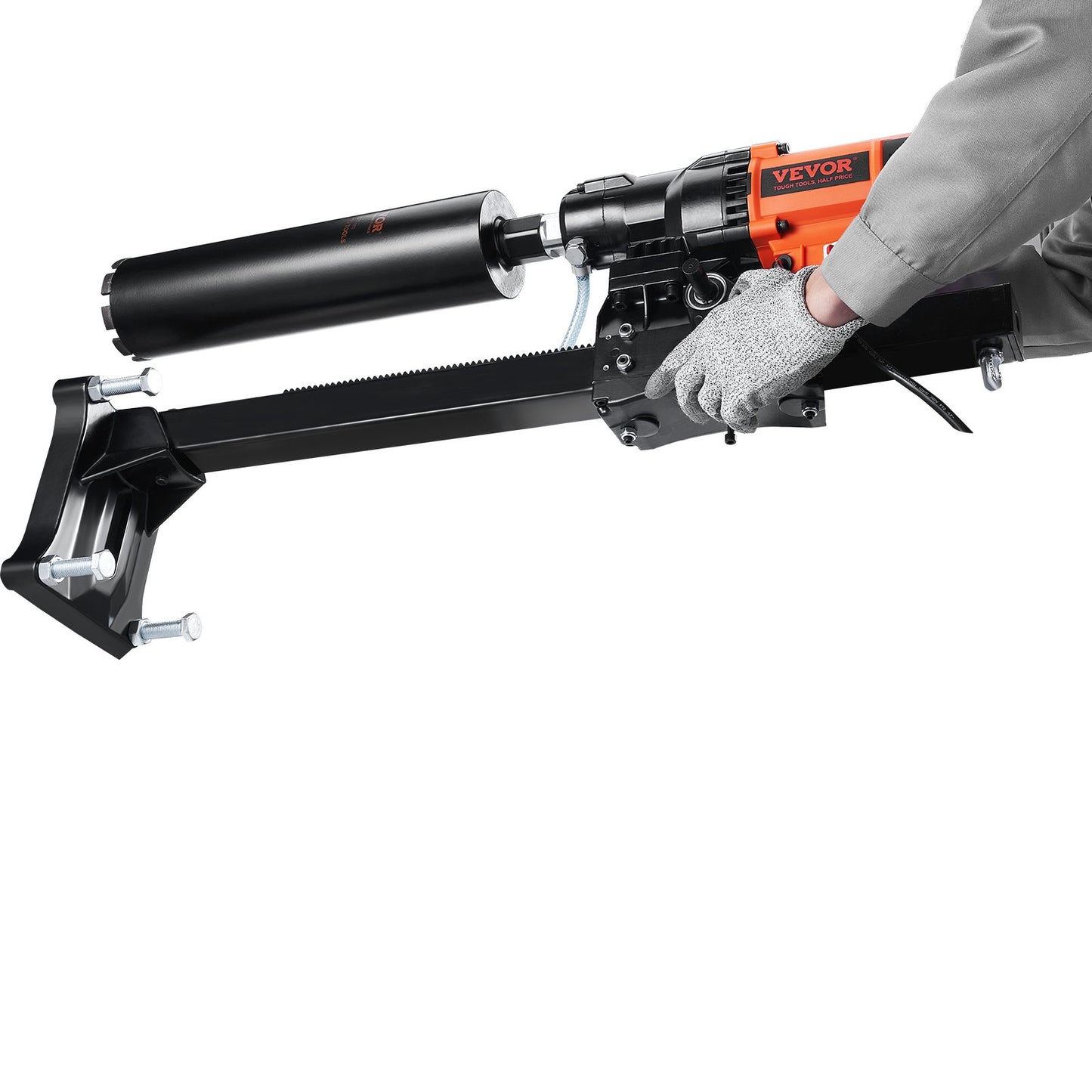 Diamond Core Drilling Machine, 8in Wet&Dry Concrete Core Drill Rig with Stand, 750RPM Speed & 1-1/4" 5/8" Thread & Lifting Handle, 8in Drilling Diameter for Concrete Brick Block Stone, 2500W