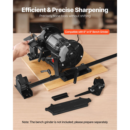 Pro Grind Sharpening System, Multi-Grind Sharpening Jig for 152mm & 203mm Bench Grinder - with Platform Jig, Tool Rest Bar, Setup Block, Miter Slide, Micro Bevel Block, for Woodturning Tools