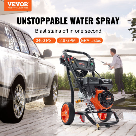 Gas Pressure Washer Gas Powered Washer 3400 PSI 2.6 GPM 210cc 5 Nozzles