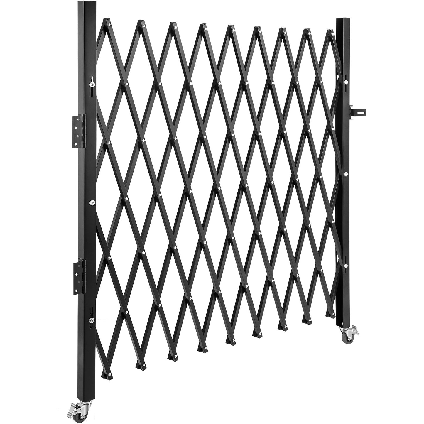Single Folding Security Gate, 85" H x 95" W Folding Door Gate, Steel Accordion Security Gate, Flexible Expanding Security Gate, Rolling Barricade Gate, Scissor Gate/Door with Padlock