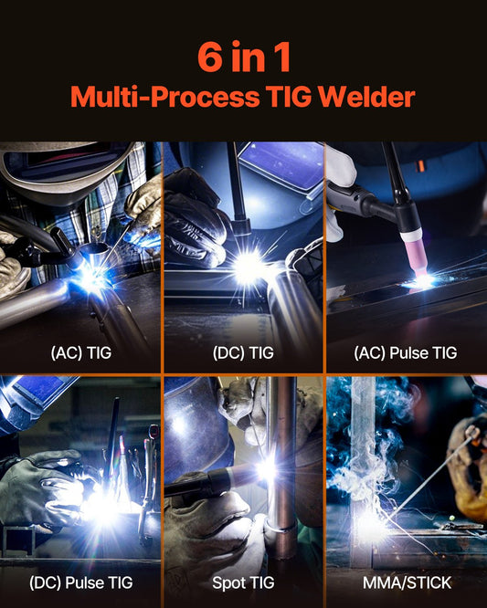TIG Welder 6-In-1 AC/DC Welding Machine Pulse Spot MMA Stick IGBT Inverter