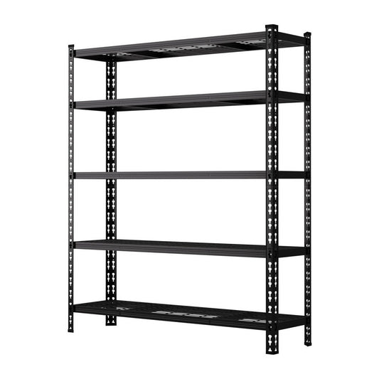 Tall compact Giantz garage shelving against a wall in a small garage