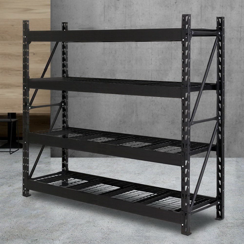 Giantz steel warehouse racking in a storage space