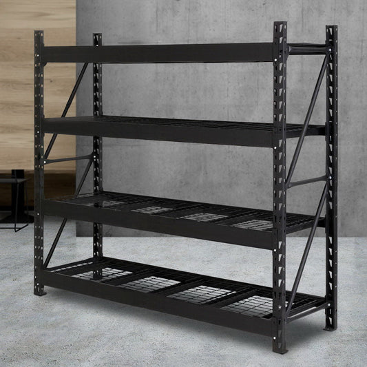 Giantz steel warehouse racking in a storage space