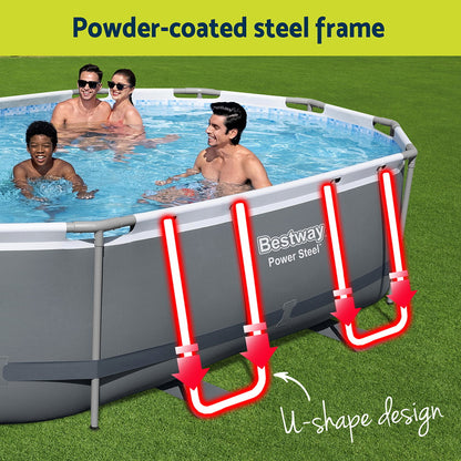 Bestway 488x305x107cm Swimming Pool Steel Frame Set w/ Pump Filter Ladder Cover