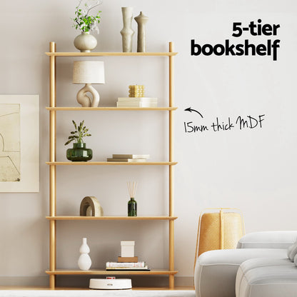 Artiss Bookshelf 5 Tiers Bookcase Display Shelves Wooden Storage Stand Rack Pine