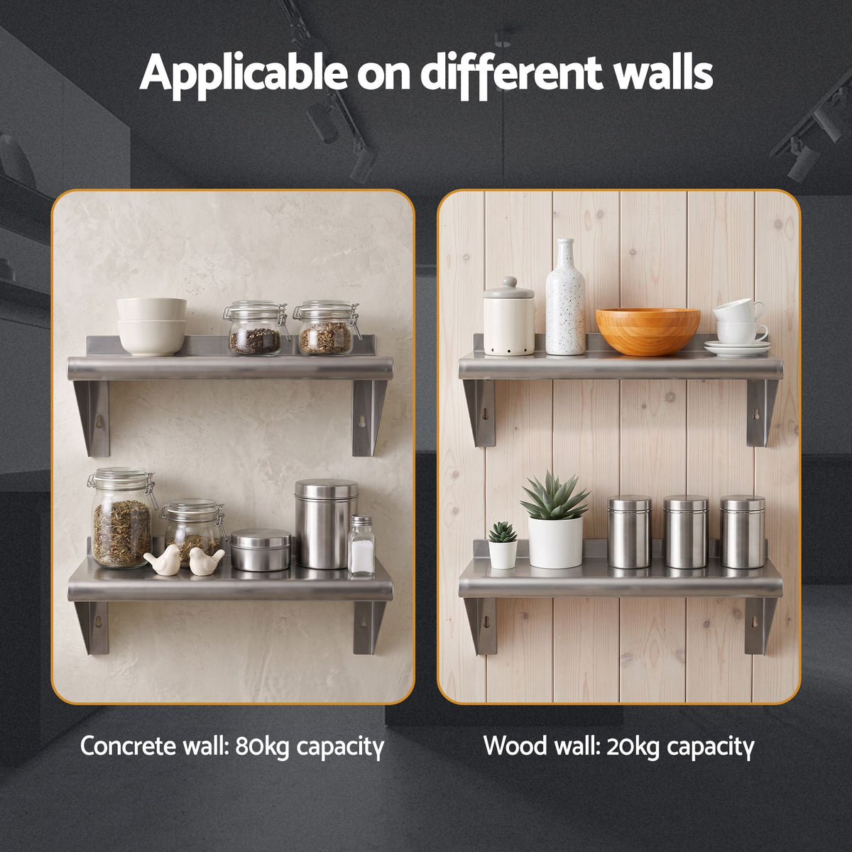 Cefito 410 x 250mm 430 Stainless Steel Compact Kitchen Wall Shelf