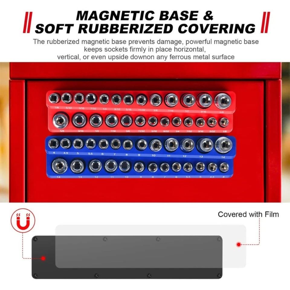 1PC 3/8" Blue Metric Magnetic Socket Organizer Storage Holder Trays Single size