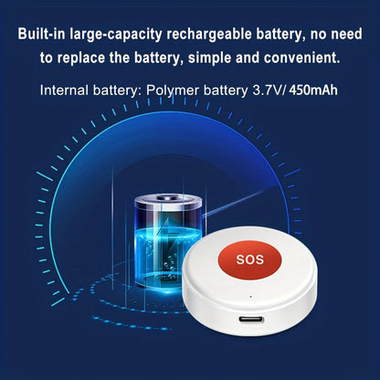 elderly emergency button, SOS medical alarm, wireless emergency system, remote notification, one-click call, senior safety device, care alert button, fall detection alternative, GPS medical alert, personal emergency response system - White - Size 2PCS