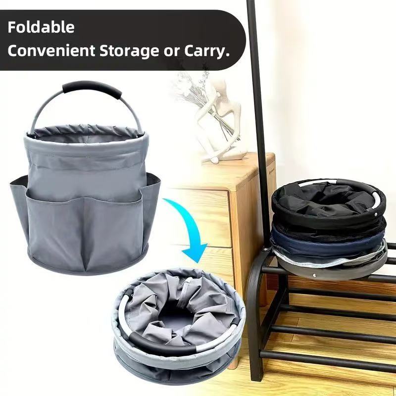 Premium Blue Gardening Storage Bag made of durable 600D Oxford cloth, features 6 deep side pockets for small hand tools, spray bottles, beverages, and more. Equipped with an aluminum alloy handle wrapped in EVA molding for enhanced comfort and longevity.