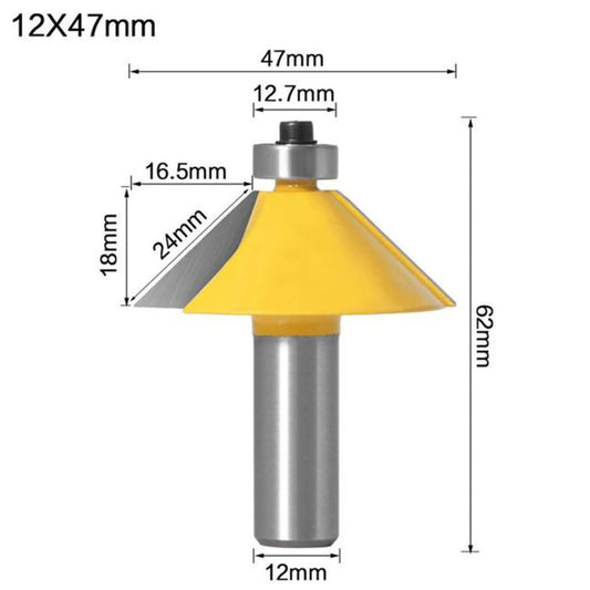 12mm Shank Woodworking Router Bit 45 Degree Chamfer Bevel Edging Router Bit Wood Cutting Tool Woodworking Router Bits,12mm Shank