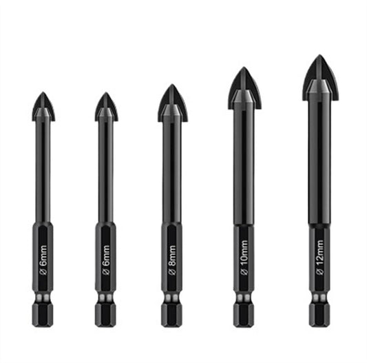 Masonry Drill Bit, Concrete Drill Bit Set, Tungsten Carbide Tip, Hex Shank Drill Bits, Cement Drill Bits 5 Pcs