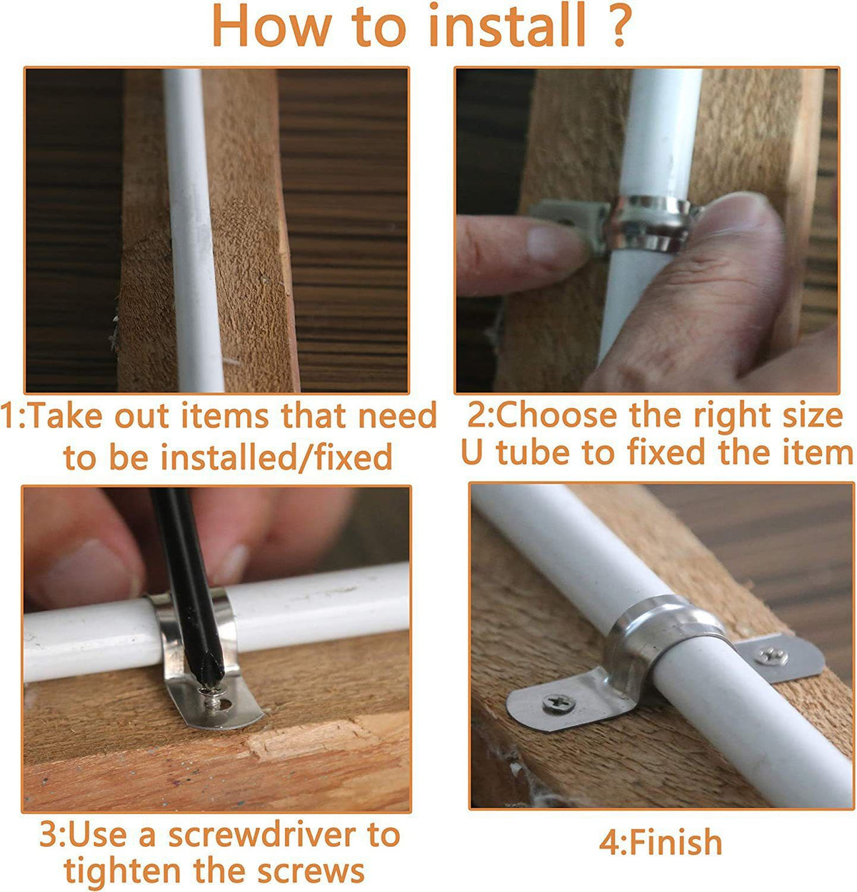 5Pcs Rigid Pipe Strap,Stainless Steel 2 Holes Cable U Bracket Pipe Clamp for Fixing Pipe or Cable 25MM