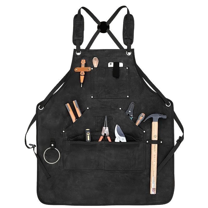 Waterproof Apron Utility Apron Work Apron Industrial Apron Tool Storage Apron - Black - Size regular
