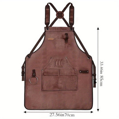 Waterproof Apron Utility Apron Work Apron Industrial Apron Tool Storage Apron - Mocha - Size regular