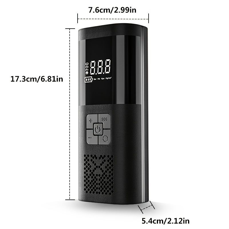 Black Portable Car Tire Inflator 150PSI Inflator Digital Tire Pressure Gauge LED